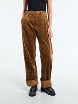 AF Agger - Corduroy Box Trousers in Cognac