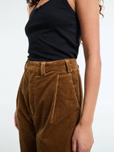 AF Agger - Corduroy Box Trousers in Cognac