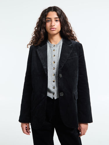 AF Agger - Corduroy Straight Blazer in Black