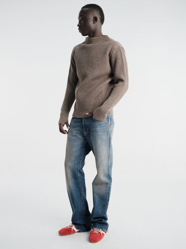Andersen-Andersen - Navy Crewneck in Natural Taupe