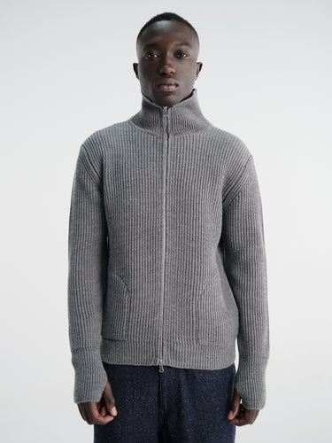 Andersen-Andersen - Navy Full Zip Pockets Knitwear in Grey