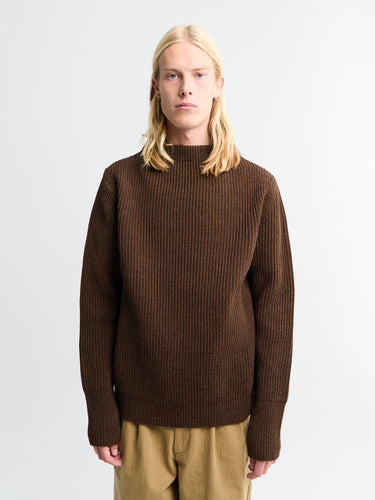 Andersen-Andersen - Navy Crewneck in Natural Brown