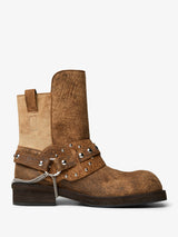 Ann Demeulemeester - Boa Short Riding Boots With Spurs Burned Suede in Brown/Camel