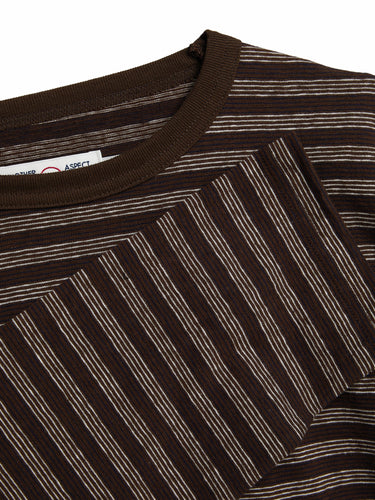 Another Aspect - Another T-Shirt 3.0 in Brown and Ecru Stripe