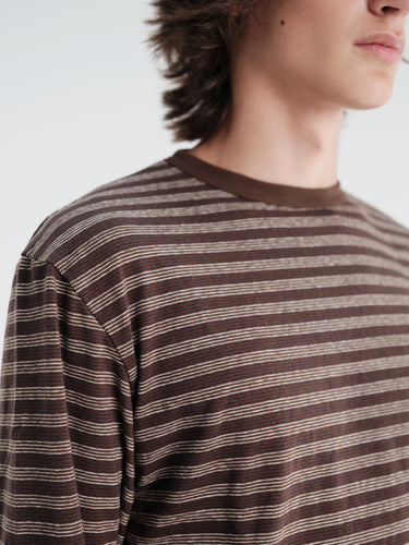 Another Aspect - Another T-Shirt 3.0 in Brown and Ecru Stripe
