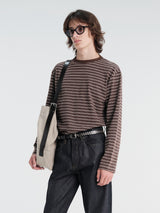 Another Aspect - Another T-Shirt 3.0 in Brown and Ecru Stripe