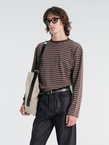 Another Aspect - Another T-Shirt 3.0 in Brown and Ecru Stripe