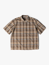 Auralee - Super Fine Tropical Wool Check Half Sleeved Shirt in Top Brown Check