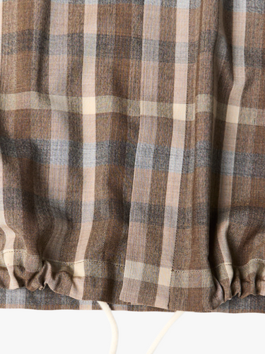 Auralee - Super Fine Tropical Wool Check Half Sleeved Shirt in Top Brown Check