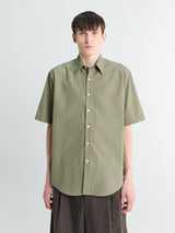 Auralee - Washed Finx Twill Big Half Sleeved Shirt in Olive