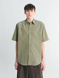Auralee - Washed Finx Twill Big Half Sleeved Shirt in Olive