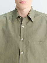 Auralee - Washed Finx Twill Big Half Sleeved Shirt in Olive