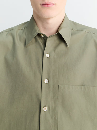 Auralee - Washed Finx Twill Big Half Sleeved Shirt in Olive