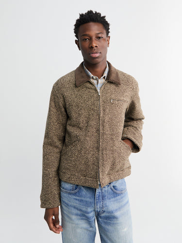 Auralee - Homespun Tweed Zip Blouson in Brown