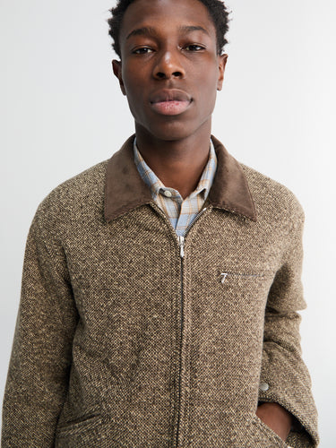 Auralee - Homespun Tweed Zip Blouson in Brown