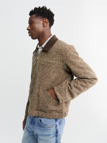 Auralee - Homespun Tweed Zip Blouson in Brown