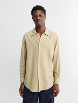 Auralee - Cotton Cashmere Herringbone Shirt in Light Khaki