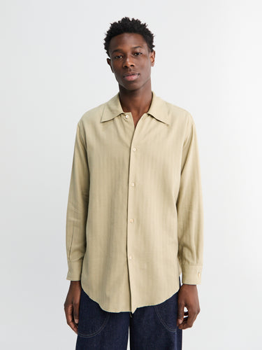 Auralee - Cotton Cashmere Herringbone Shirt in Light Khaki