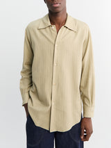 Auralee - Cotton Cashmere Herringbone Shirt in Light Khaki