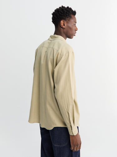 Auralee - Cotton Cashmere Herringbone Shirt in Light Khaki