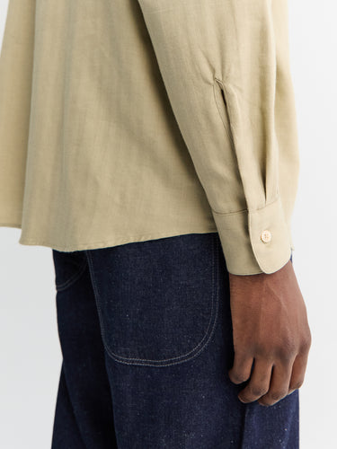 Auralee - Cotton Cashmere Herringbone Shirt in Light Khaki
