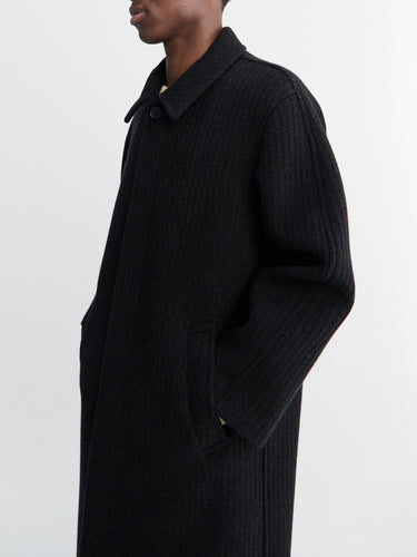 Auralee - Sponge Bonded Wide Wale Wool Soutien Collar Coat in Black