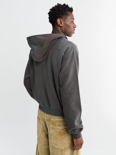 Auralee - Product Dyed Pima Light Sweat Zip Parka in Ink Black