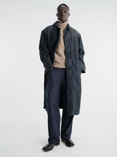 Auralee - Garment-Dyed Organic Cotton Heavy Moleskin Coat in Faded Black
