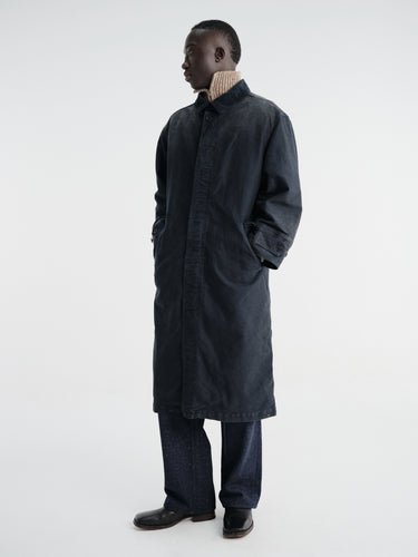 Auralee - Garment-Dyed Organic Cotton Heavy Moleskin Coat in Faded Black