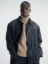 Auralee - Garment-Dyed Organic Cotton Heavy Moleskin Coat in Faded Black