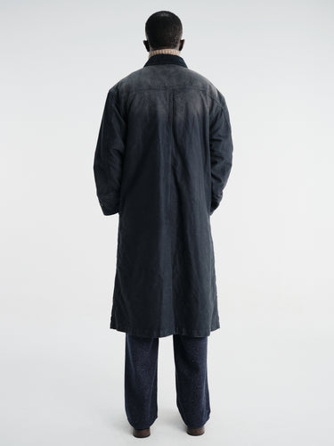 Auralee - Garment-Dyed Organic Cotton Heavy Moleskin Coat in Faded Black