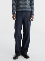 Auralee - Silk Nep Denim Wide Pants in Dark Navy
