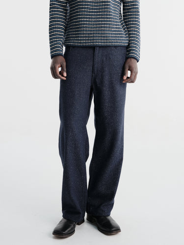 Auralee - Silk Nep Denim Wide Pants in Dark Navy