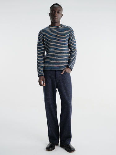 Auralee - Silk Nep Denim Wide Pants in Dark Navy