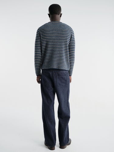 Auralee - Silk Nep Denim Wide Pants in Dark Navy