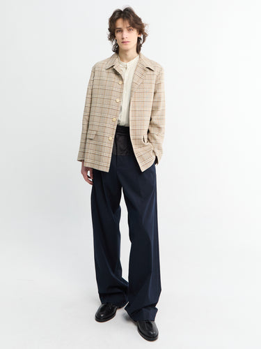 Auralee - Cotton Silk Stripe Stand Collar Shirt in Ivory Stripe