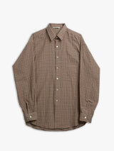Auralee - Airy Light Cotton Check Big Shirt in Brown Gingham Check
