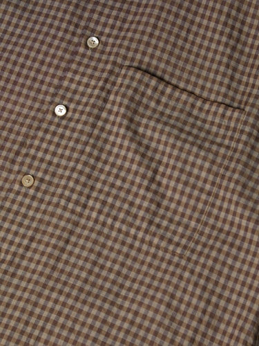 Auralee - Airy Light Cotton Check Big Shirt in Brown Gingham Check