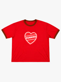 Alex Zono - Ringer Tee Running Heart in Maroon