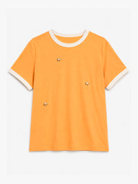 Alex Zono - Ringer Tee With Cow Charms in Yellow