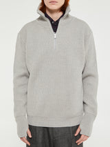 Andersen-Andersen - Navy Half Zip Knitwear in Light Grey
