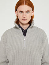 Andersen-Andersen - Navy Half Zip Knitwear in Light Grey