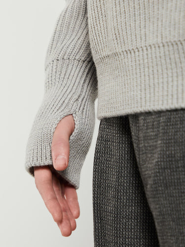 Andersen-Andersen - Navy Half Zip Knitwear in Light Grey