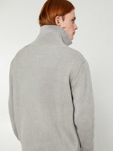 Andersen-Andersen - Navy Half Zip Knitwear in Light Grey