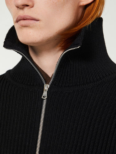 Andersen-Andersen - Navy Full-Zip Pockets Knitwear in Black