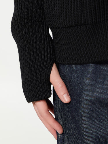 Andersen-Andersen - Navy Full-Zip Pockets Knitwear in Black