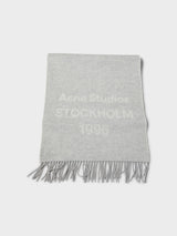 Acne Studios - Logo Wool Scarf in Light Grey Melange and White