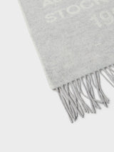 Acne Studios - Logo Wool Scarf in Light Grey Melange and White