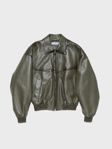 Acne Studios - Leather Bomber Jacket in Vintage Green