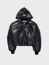 Acne Studios - Hooded Faux Leather Jacket in Black